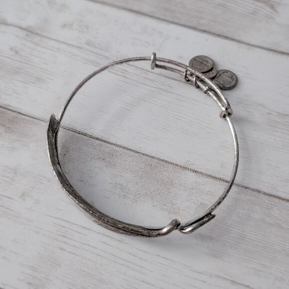 Alex & Ani Dark Silver Tone / Grey Feather Bracelet - Heavy Tarnish - Picture 3 of 5